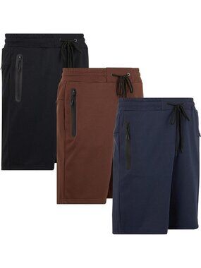 Men's Athletic Shorts 3-Pack - Casual 8" Basketball Gym Shorts with Zipper